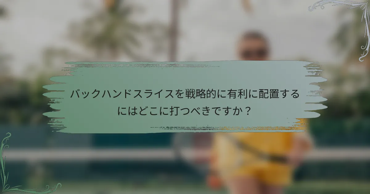 バックハンドスライスを戦略的に有利に配置するにはどこに打つべきですか？
