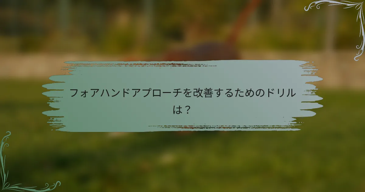 フォアハンドアプローチを改善するためのドリルは？