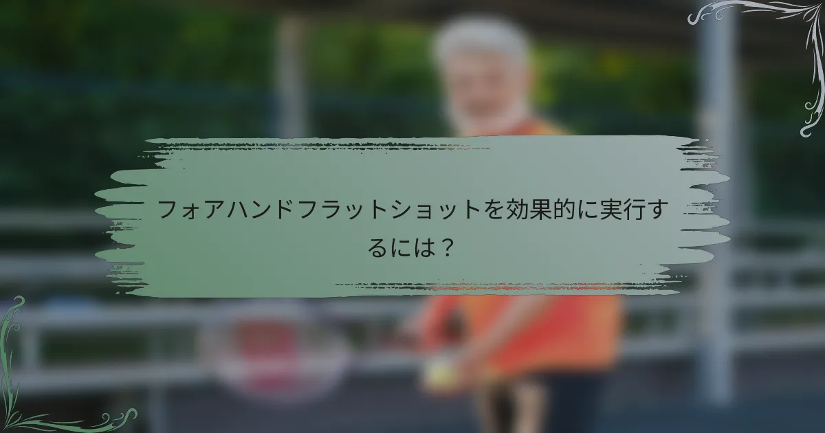 フォアハンドフラットショットを効果的に実行するには？