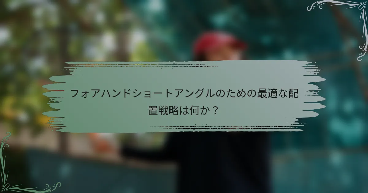 フォアハンドショートアングルのための最適な配置戦略は何か？