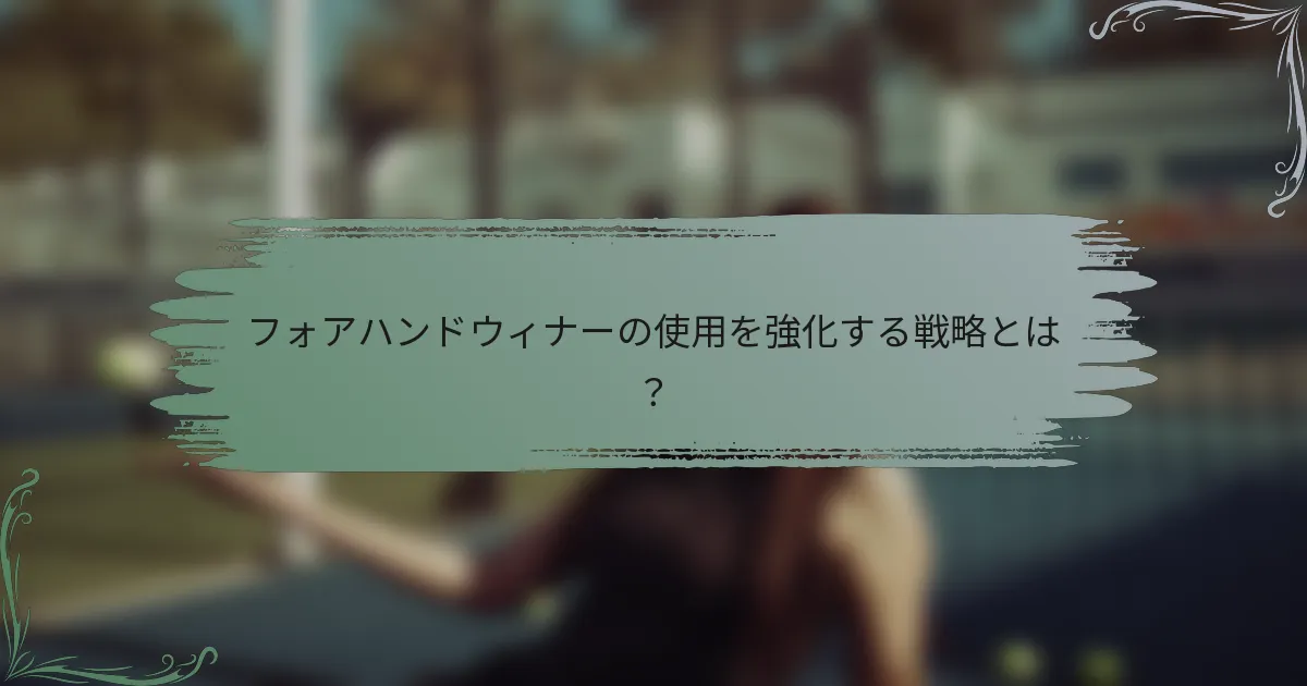 フォアハンドウィナーの使用を強化する戦略とは？