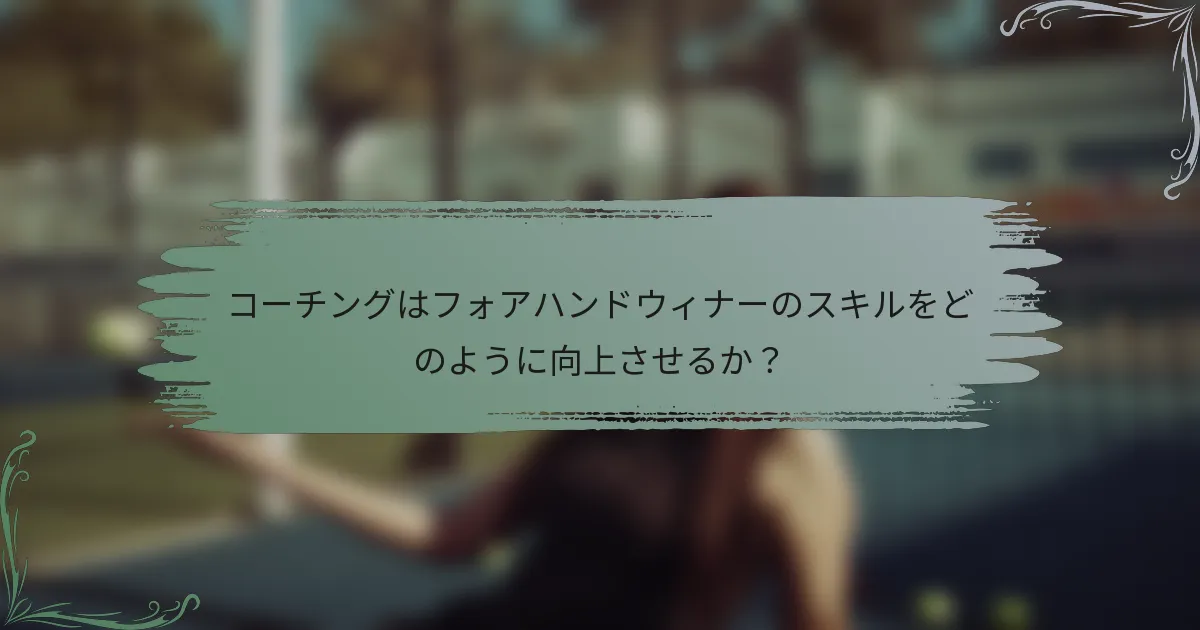 コーチングはフォアハンドウィナーのスキルをどのように向上させるか？