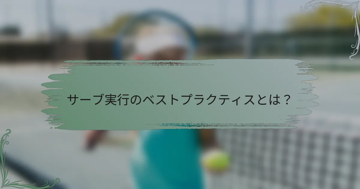 サーブ実行のベストプラクティスとは？