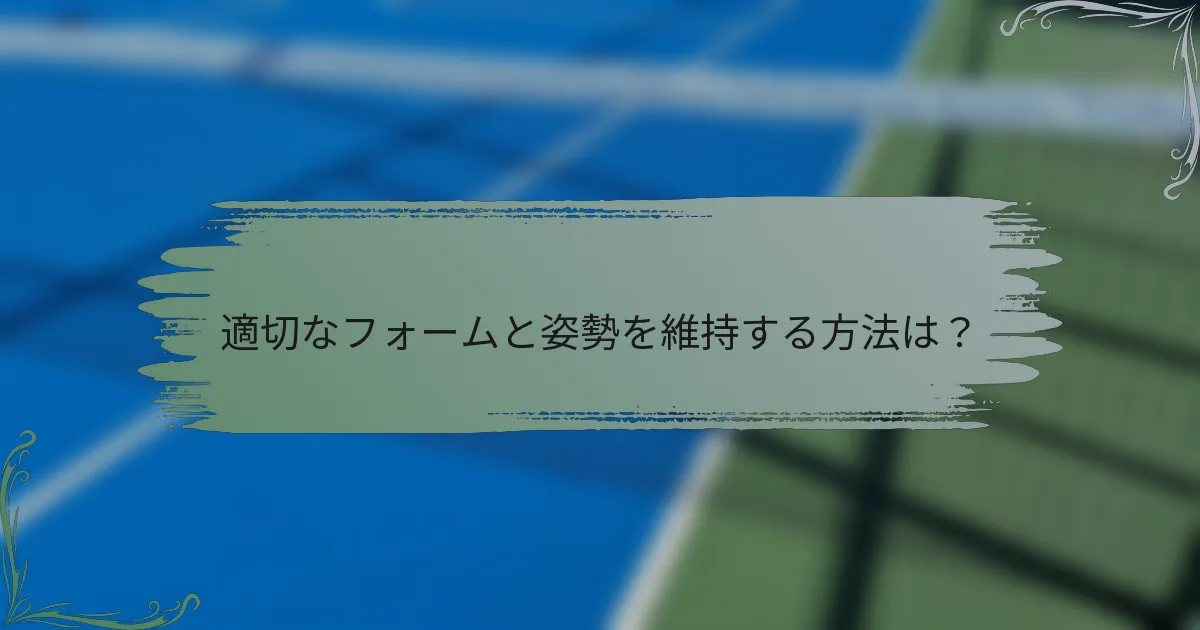 適切なフォームと姿勢を維持する方法は？