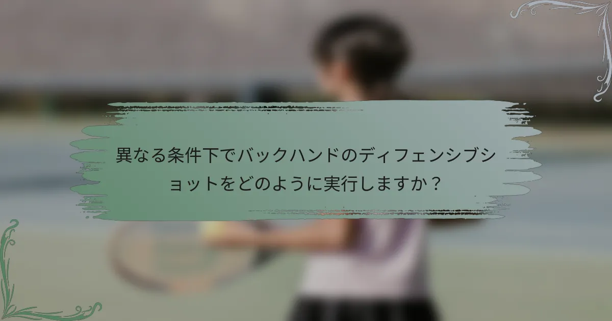 異なる条件下でバックハンドのディフェンシブショットをどのように実行しますか?
